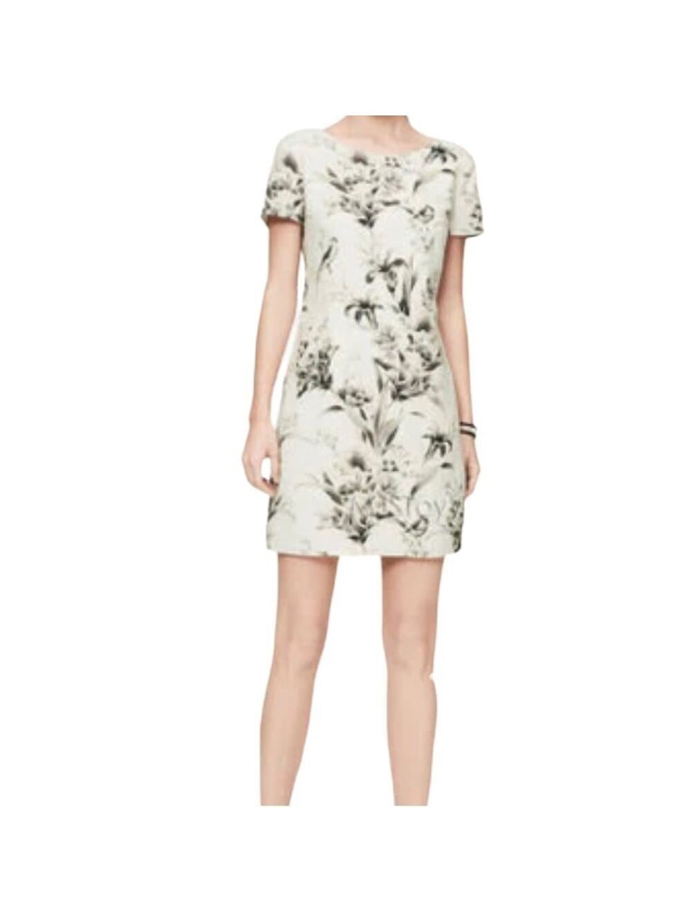 NWT ANN TAYLOR LOFT FLORAL LINEN V-BACK DRESS CUTE COMFY FLATTERING DRESS SZ 4
